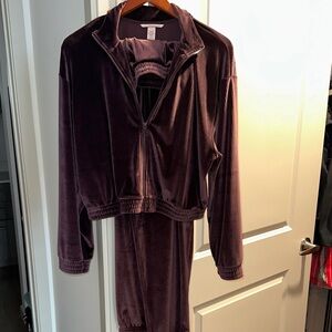 Victoria's Secret Velvet Lounge Set in Deep Plum